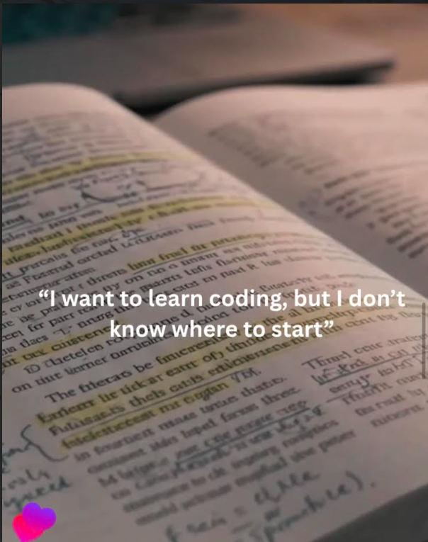 Notebook asking where to start learning coding